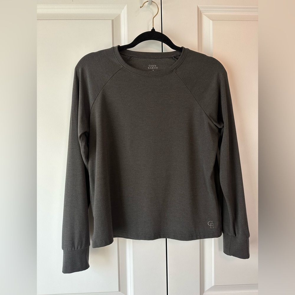 Cozy Earth Women's Ultra-Soft Bamboo Pullover Crew Charcoal Size Small